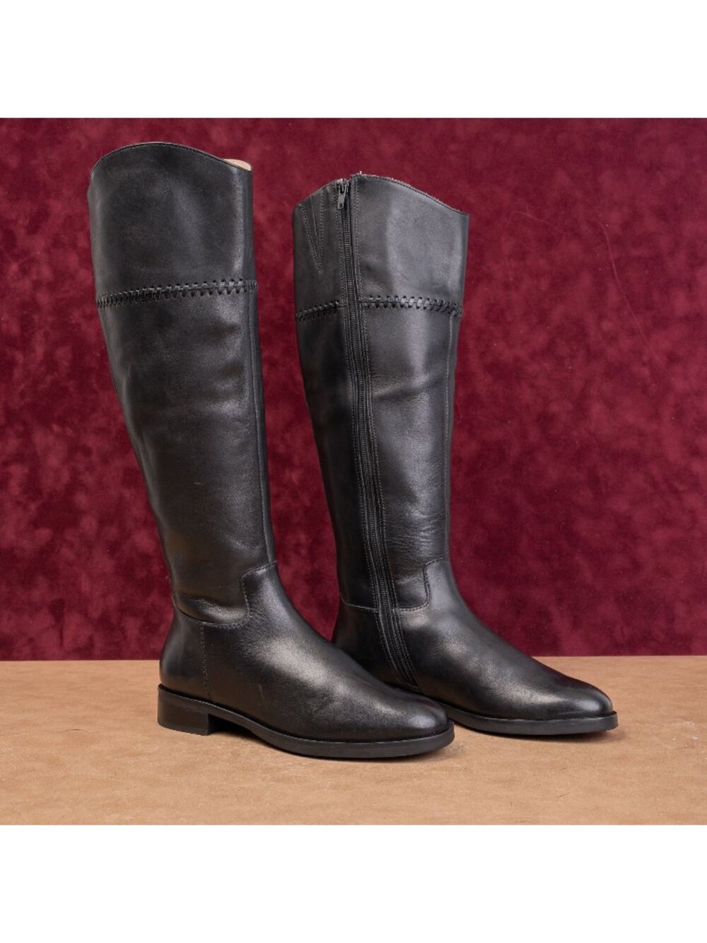 Jack Rogers Wmn Adeline Black Saddle Leather Riding Equestrian Tall Boots sz 6.5